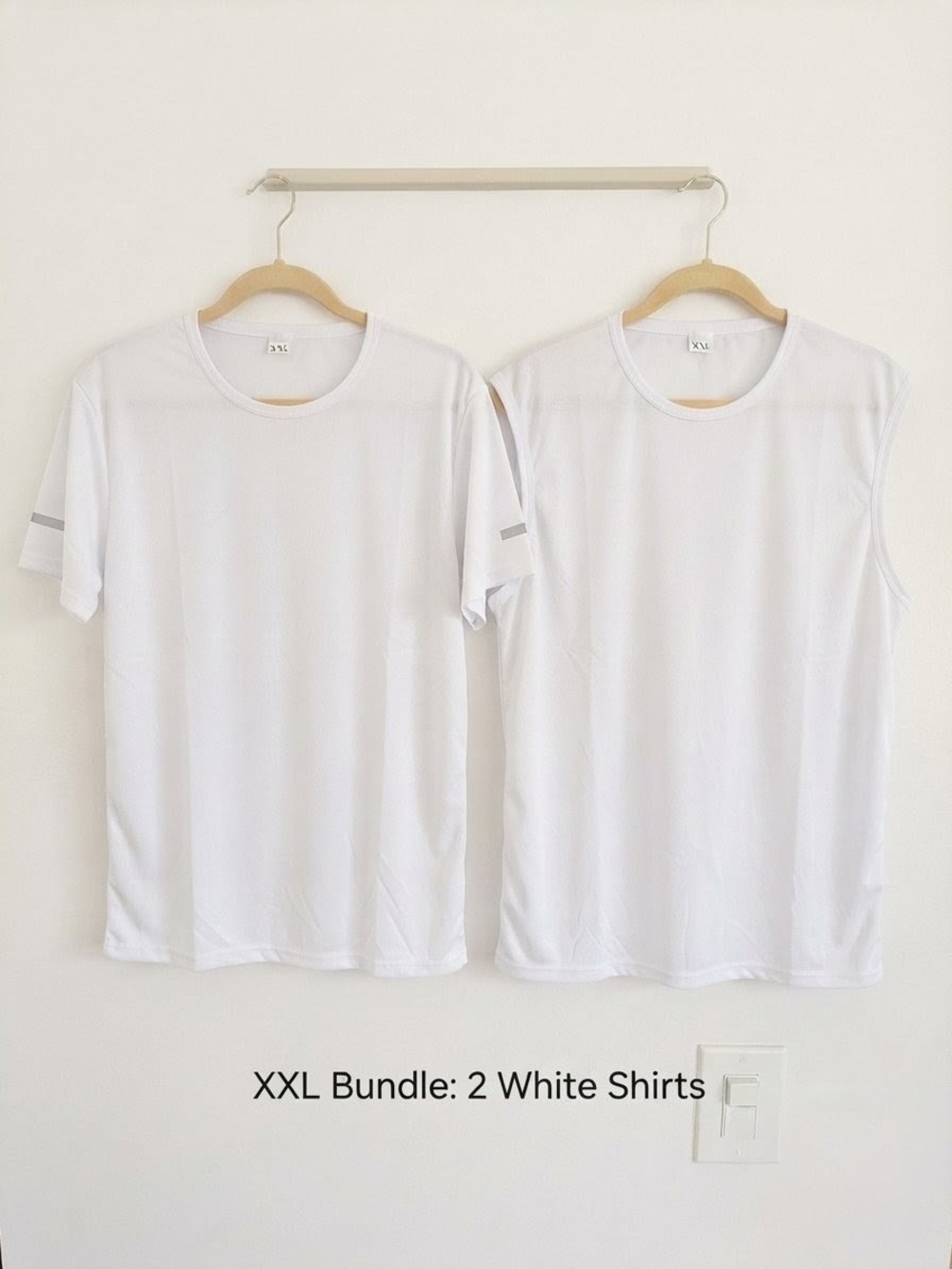 Bundle Of 2 Mens XXL White Athletic Shirts Muscle Shirt Activewear Workout Tee